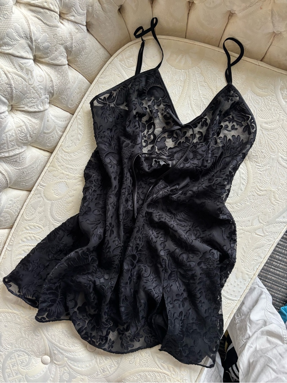Vintage La Senza Floral Lace-Overlay Slip